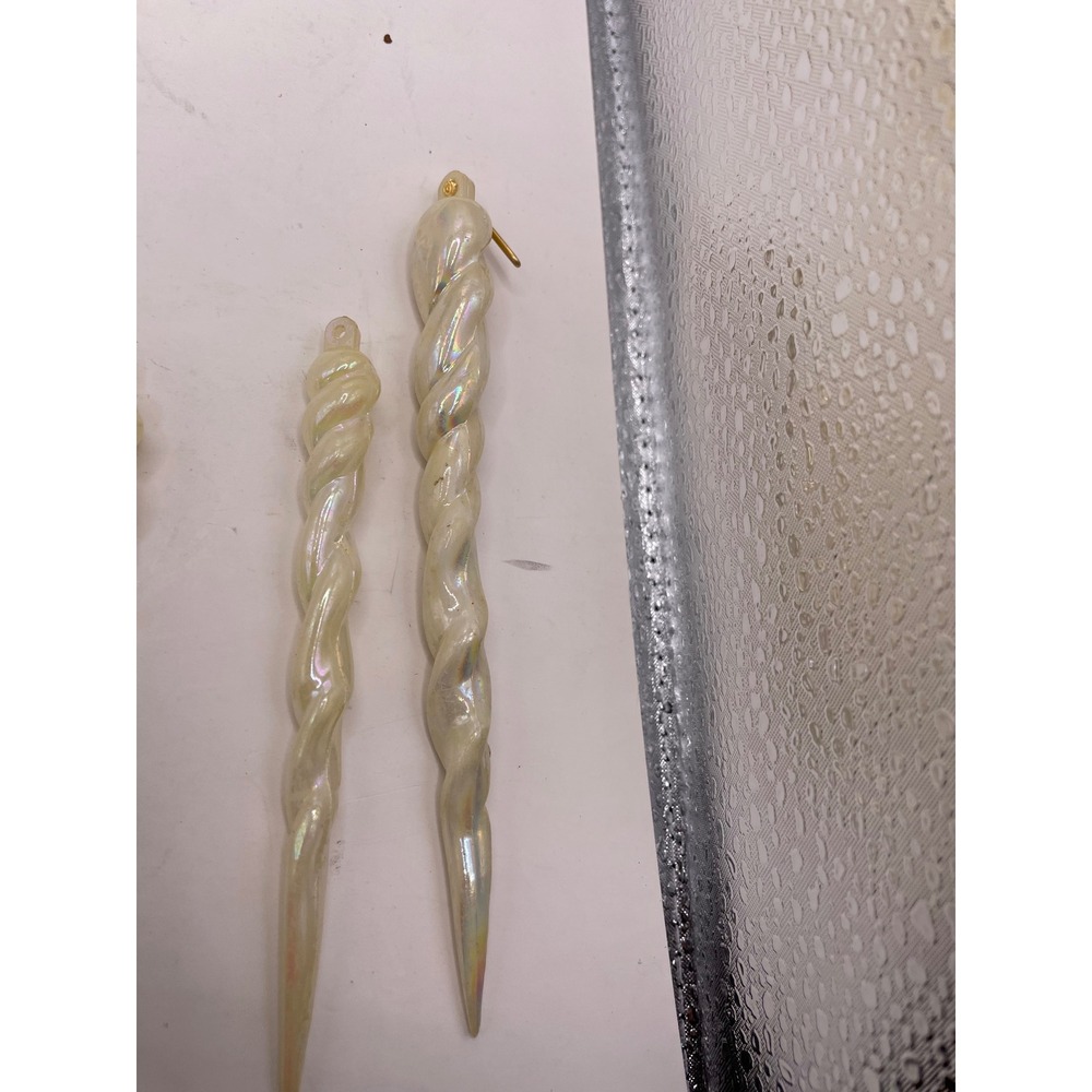 Set of 25 Iridescent Twisty Icicle Christmas Ornaments Hanging Decor - Picture 2 of 8